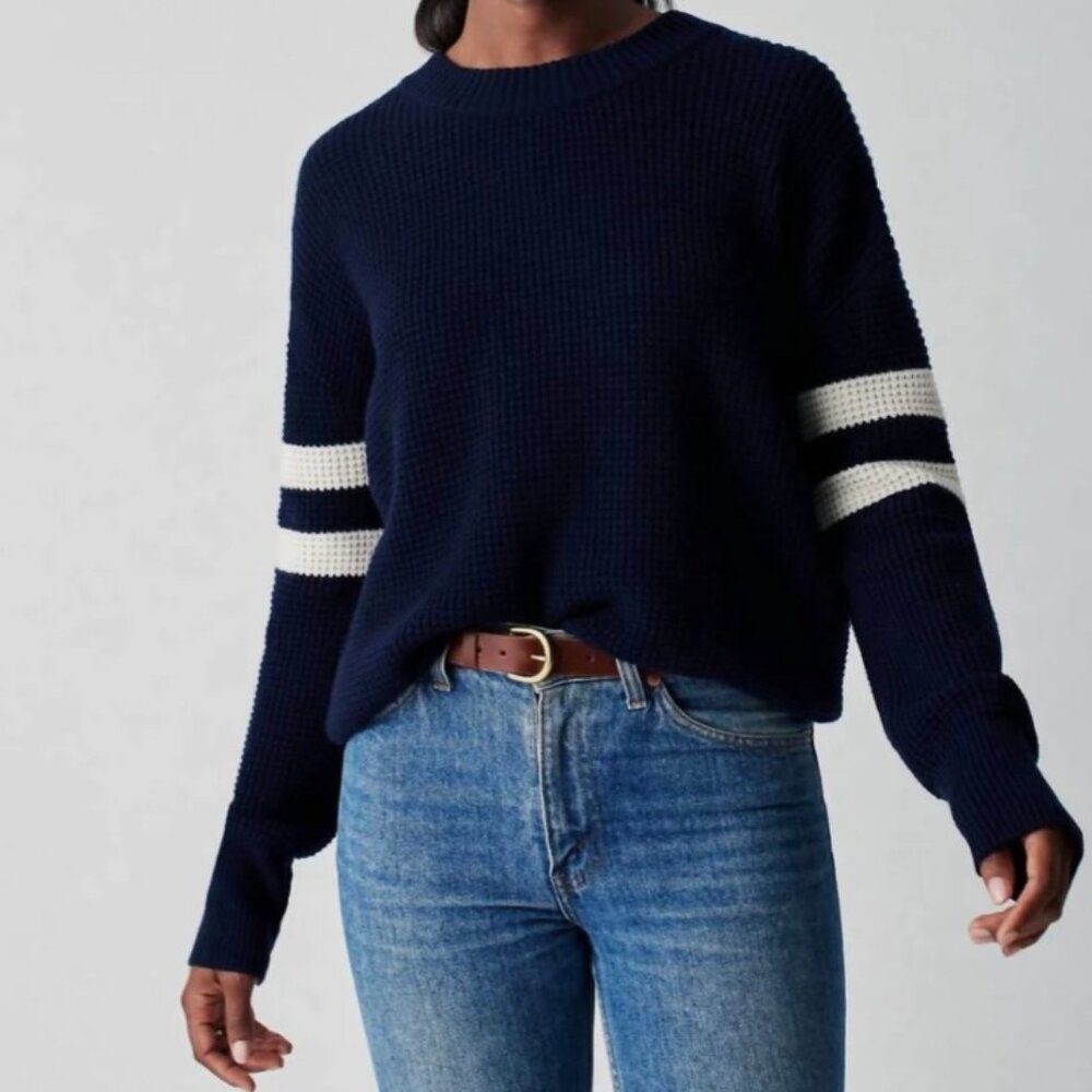 Faherty wisp waffle sweater in navy